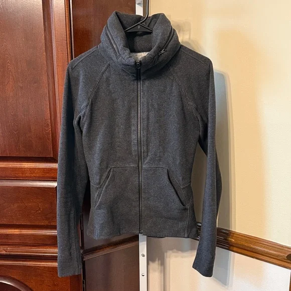 Lululemon &go Destination Full Zip Hoodie Sz 4 Heathered Black Grey Fleece Slim - Picture 1 of 12